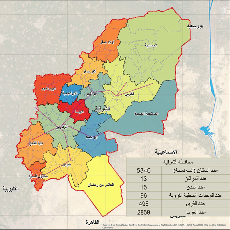 الخريطة العمرانية لمحافظة الشرقية